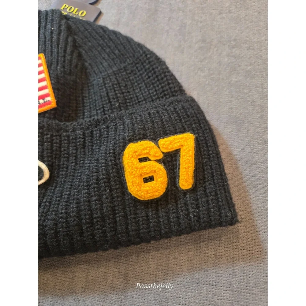 Polo Ralph Lauren OS Black Gold Race Horse Bucket Hat Cap Beanie NEW NWT
